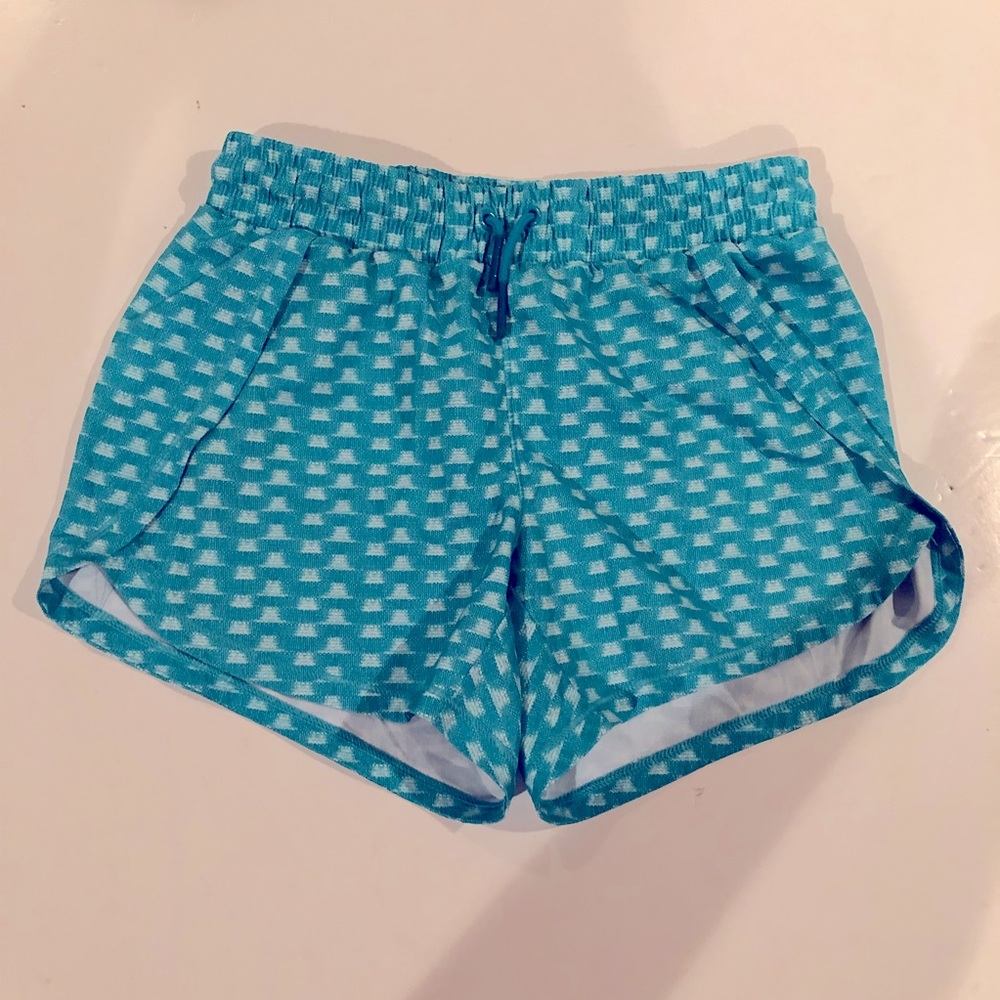ATHLETA Girl Aqua Print Running SHORTS M/8-10